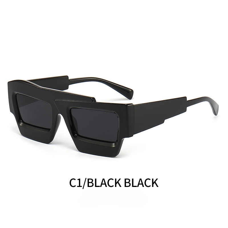 Wholesale Large Frame Irregular Thick Edge PC Sunglasses